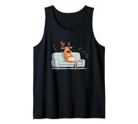 Grumpy Reindeer Costume with Couch for Lazy Christmas Fans Tank Top