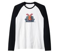 Grumpy Reindeer on Couch Costume Raglan Baseball Tee