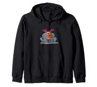 Grumpy Reindeer on Couch Costume Zip Hoodie