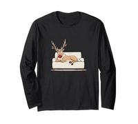 Grumpy Reindeer with Couch Graphic Costume Long Sleeve T-Shirt