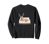 Grumpy Reindeer with Couch Graphic Costume Sweatshirt