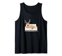 Grumpy Reindeer with Couch Graphic Costume Tank Top
