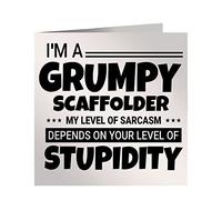 Grumpy Scaffolder Birthday Card My Level Of Sarcasm Depends On Your Level Of Stupidity Slogan