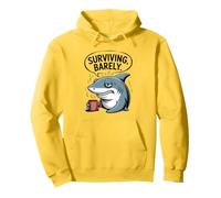 Grumpy Shark Surviving Barely Coffee Lover Deep Sea Moods Pullover Hoodie