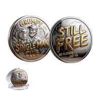 Grumpy Single Man Club Coin, Sided Single Man Club Challenge Coin, Double Sided Vintage “Still Free” SingleMan Challenge Coins, Still Free Independence Token for Bachelors and Independent Men (1PC)
