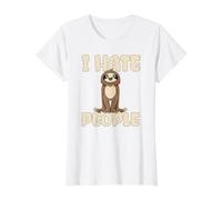 Grumpy Sloth I Hate People Value Graphic T-Shirt, Women, White, S