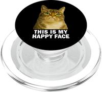 Grumpy Tabby Cat This is my Happy Face Funny Weird Cat Meme PopSockets PopGrip for MagSafe