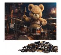 Grumpy Teddy Bear Drummer Poster, picture, me Jigsaw Puzzle, 300 Pieces | Piece-by-piece progress - a simple way to organise the image during indoor leisure.