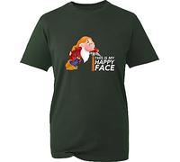 Grumpy - This is Happy Face T-Shirt Funny Grumpy Old Sarcasm Gift for Grandpa Unisex Gift Tee Top (Bottle Green, XL)