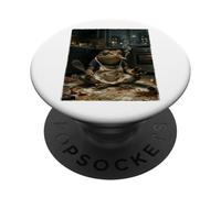 Grumpy Toad Stress Baking Meme Smoking Frog Tired Baker PopSockets Adhesive PopGrip
