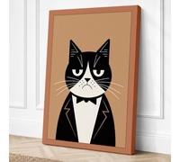 Grumpy Tuxedo Cat Canvas Wall Art Print 30x20 Inch