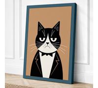 Grumpy Tuxedo Cat Modern Canvas Wall Art Print 18x12 Inch (46 x 30 cm)
