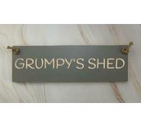 Grumpy's Shed - Ragdoll Home Rustic Wooden 30cm sign. 100% Made in Britain. (Dark grey with white stain)