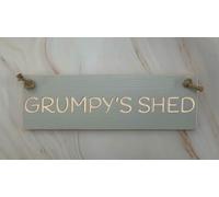 Grumpy's Shed - Ragdoll Home Rustic Wooden 30cm sign. 100% Made in Britain. (Pale grey with white stain)