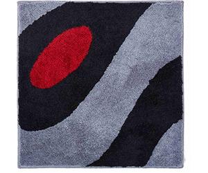 Grund Designer Bath Mat COLANI, Ultra Soft and Absorbent, Anti Slip, 5 Years Warranty, Colani 35, Small Mat 60x60 cm, Light Gray-Black