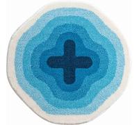 Grund Exclusive Designer bath mat KARIM RASHID, ultra soft and absorbent, anti slip, KARIM 03, 90 cm round, blue