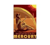 Grundaf Travel to Mercury Poster Retro Canvas Art Painting Vintage Office Home Bar Wall Decor 08x12inch(20x30cm)
