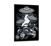 Grundaf UFO Poster Retro Canvas Art Painting Vintage Office Home Bar Wall Decor 24x36inch(60x90cm)