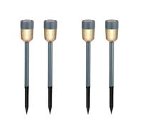 Grundig 4 Piece Solar Outdoor Light - Warm White Solar Garden Light - Solar Outdoor Lighting IP44 - Solar Garden Lamp with Rechargeable Battery