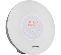 Grundig Alarm Clock with Sunrise Simulation, Mood Light with Different LED Colors, Wake up with Natural Sounds or Radio, Snooze Function, White