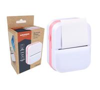 Grundig Mini Printer Wireless - Mobile Printer with Bluetooth App Control - Thermal Printer without Ink with Paper Roll - USB-C - Pink White - 7.6 x 10 x 4.3 cm