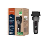 GRUNDIG MS 8330 Men's Razor, 60 Minutes Operating Time, Fold-Out Long Hair Trimmer, Triple Cutting System, 74% Recycled Plastic Housing, Worldwide Use, Dark Matte Chrome/Red