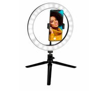 Grundig Ring Lamp with Tripod - Ringlight 25 cm - Tiktok Ring Lamp with 120 LEDs - 3 Lighting Modes - USB Cable - with Phone Holder