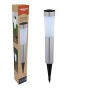 Grundig Solar Outdoor Garden Light with 2 Cool White LEDs - Solar Outdoor Lighting IP44 - Solar Garden Light with Stake - Stainless Steel