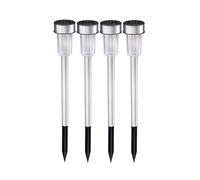 GRUNDIG Solar Outdoor Light - Solar Light - 4 Pieces - Garden Lights on Stake - White Light - Water Resistant IP44 - Diameter 4.8 x 36.5 cm - Stainless Steel