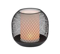 Grundig Solar Table Lamp - Black Metal Lantern - IP44 Weatherproof - Diameter 13 x 14 cm