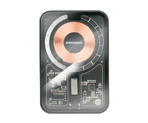 Grundig Wireless Power Bank Transparent 5000 mAh - External Battery USB-C Input and Output - Wireless Charging - MagSafe Compatible for iPhone 12 and above - Compact - Includes Type-C Cable