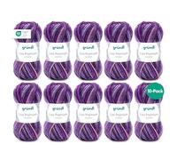 Gründl Lisa Premium Color-Pack of 10 Balls, Acrylic, BlackBerry-Fuchsia-Purple 04, 10x 50g