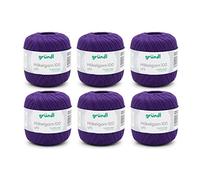 Grundl Plain (Mercerised Yarn for Crocheting 100%, 100 g/566 m, Needle Size: 1.5-2, 6 x 100 g), Purple, Cotton, Viola