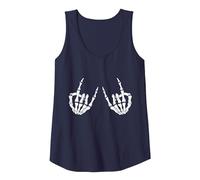 Grunge Alternative Rock On Skeleton Hands Star 90s Music Tank Top, Women, Navy Blue, Small