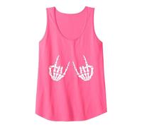 Grunge Alternative Rock On Skeleton Hands Star 90s Music Tank Top, Women, Neon Pink, Small