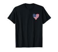 Grunge American Flag in Heart Shape Rustic USA Pride Graphic T-Shirt