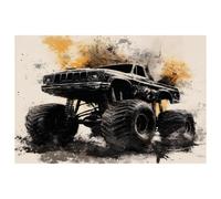 Grunge Black Monster Car Placemats, Set of 6 Table Mats for Dining Tables, 12×18 Inches Anti-Skid Heat Resistant Kitchen Table Place Mats