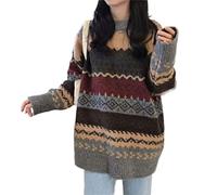 Grunge Clothes Grandpa Sweaters Vintage Aesthetic Baggy Dark Academia Clothing Plaid Striped Preppy Pullovers 2024, G, XL