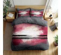 Grunge Duvet Cover Sets Single Size Bedding, Reversible Pink Grey Ink Splash Printed Duvet Cover - Lightweight Alternative Aesthetics Music Culture Bedding Soft Breathable Quilt Covers for Kids Adults