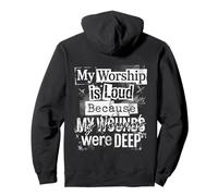 Grunge Faith My Worship Is Loud Christian Pastors Typography Pullover Hoodie