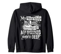 Grunge Faith My Worship Is Loud Christian Pastors Typography Zip Hoodie