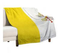 Grunge Flag of The Vatican City 330GSM Flannel Throws Blanket Lightweight Warm Fleece Knee Blankets for Bed Sofa