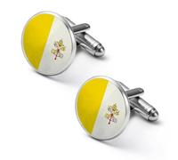 Grunge Flag of The Vatican City Elegant Men’s Cufflinks Lightweight Alloy Cuff Links Clothing Accessories for Shirts Formal 2.0cm