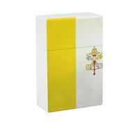 Grunge Flag of The Vatican City Stylish Cigarette Cases Waterproof Pocket Cigarettes Holder Box for Daily Use