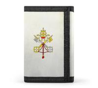 Grunge Flag of The Vatican City Trifold Men's Wallets with 8 Card Slots & Key Hook Slim Travel Purse Money Clip