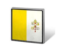 Grunge Flag of The Vatican City Unisex Novelty Brooches & Pins Square Metal Lapel Badge for Clothing Shawl Hat