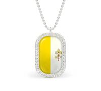Grunge Flag of The Vatican City Women's Necklaces Lightweight Alloy Pendant Diamond Necklace Ladies Jewelry Gift