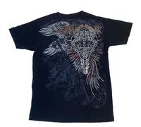 Grunge Graphic Tees for Women Y2k Vintage Gothic T Shirt Teen Girls Aesthetic Emo Baggy Tops 2000s Alternative Clothes, Cross Wing Black-17, S