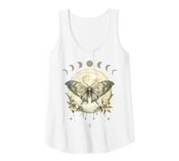 Grunge Moth with Moon Phase and Stars, Fairycore Moth Tank Top, Women, White, Large