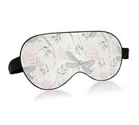 Grunge Pink Floral Roses Dragonflies Eye Masks Cover Blocks Light Sleep Mask Shade Cover Blindfold Relaxing Eyeshade Cover with Adjustable Head Strap for Men Women Kids